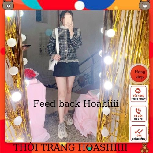 ÁO KHOÁC DẠ TWEED PHỐI BÈO CÚC NGỌC SIÊU XINH XẮN / ÁO DẠ TWEED BÈO ĐEN | BigBuy360 - bigbuy360.vn