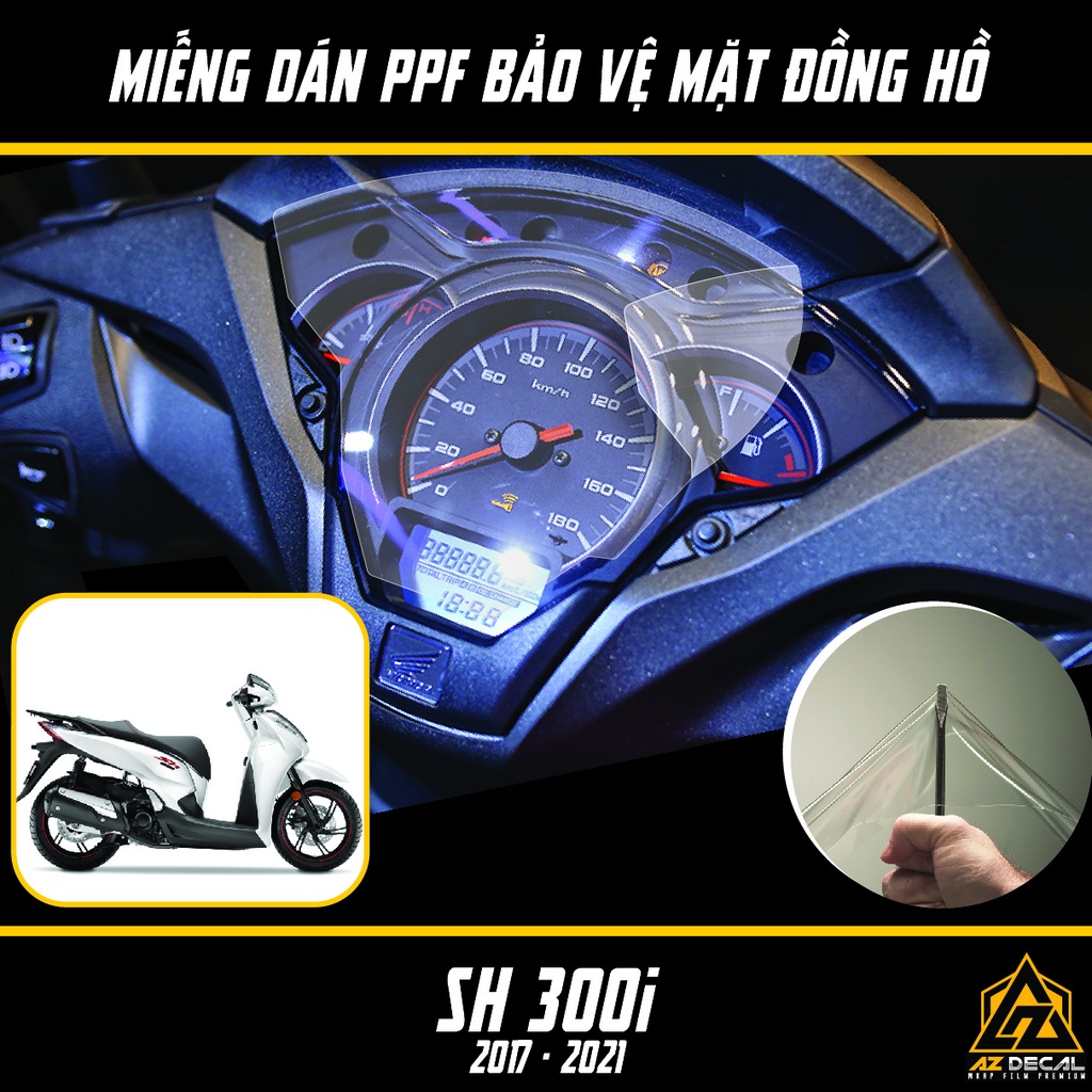 Miếng Dán PPF Bảo Vệ Mặt Đồng Hồ Xe Honda SH 300i 2017 2019 2020 2021 | Film PPF Trong Suốt Chống Xước