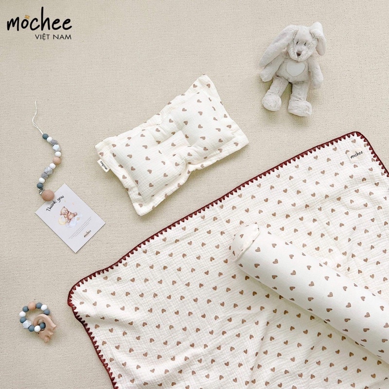 Chăn Xô Kèm Gối Lõm Muslin Mochee