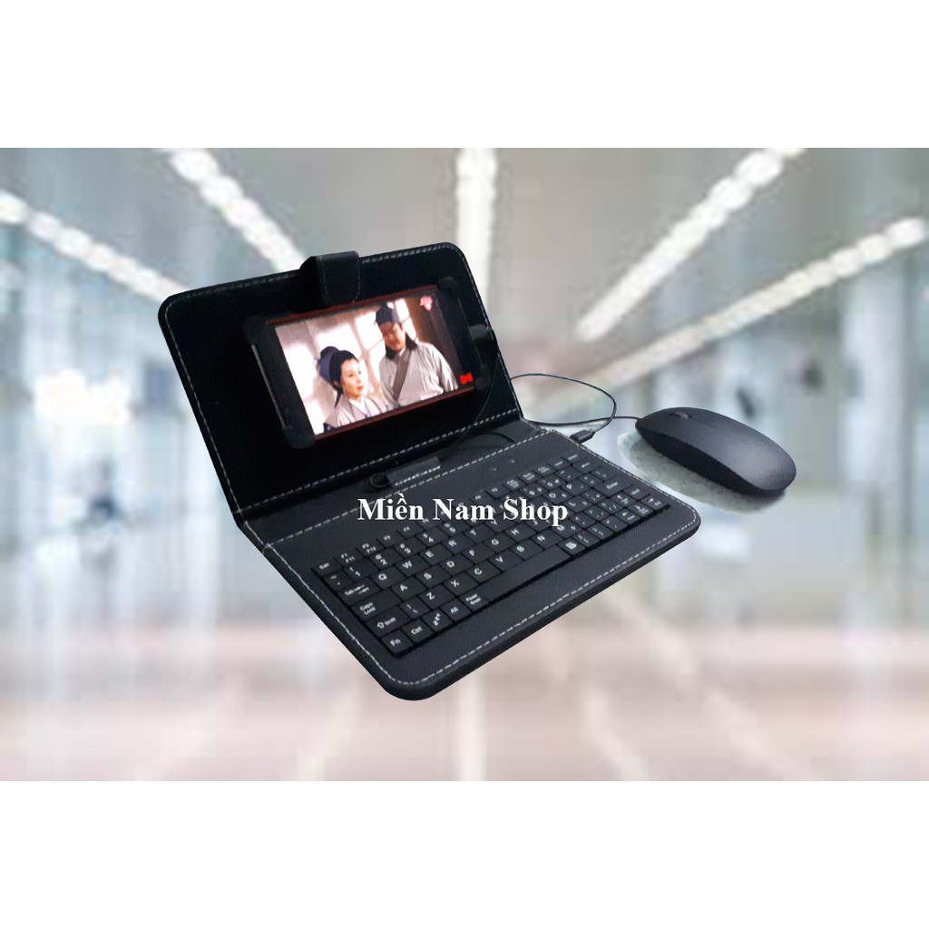 Bao da bàn phím + Chuột cho điện thoại / máy tính bảng 7 inch (Đen)