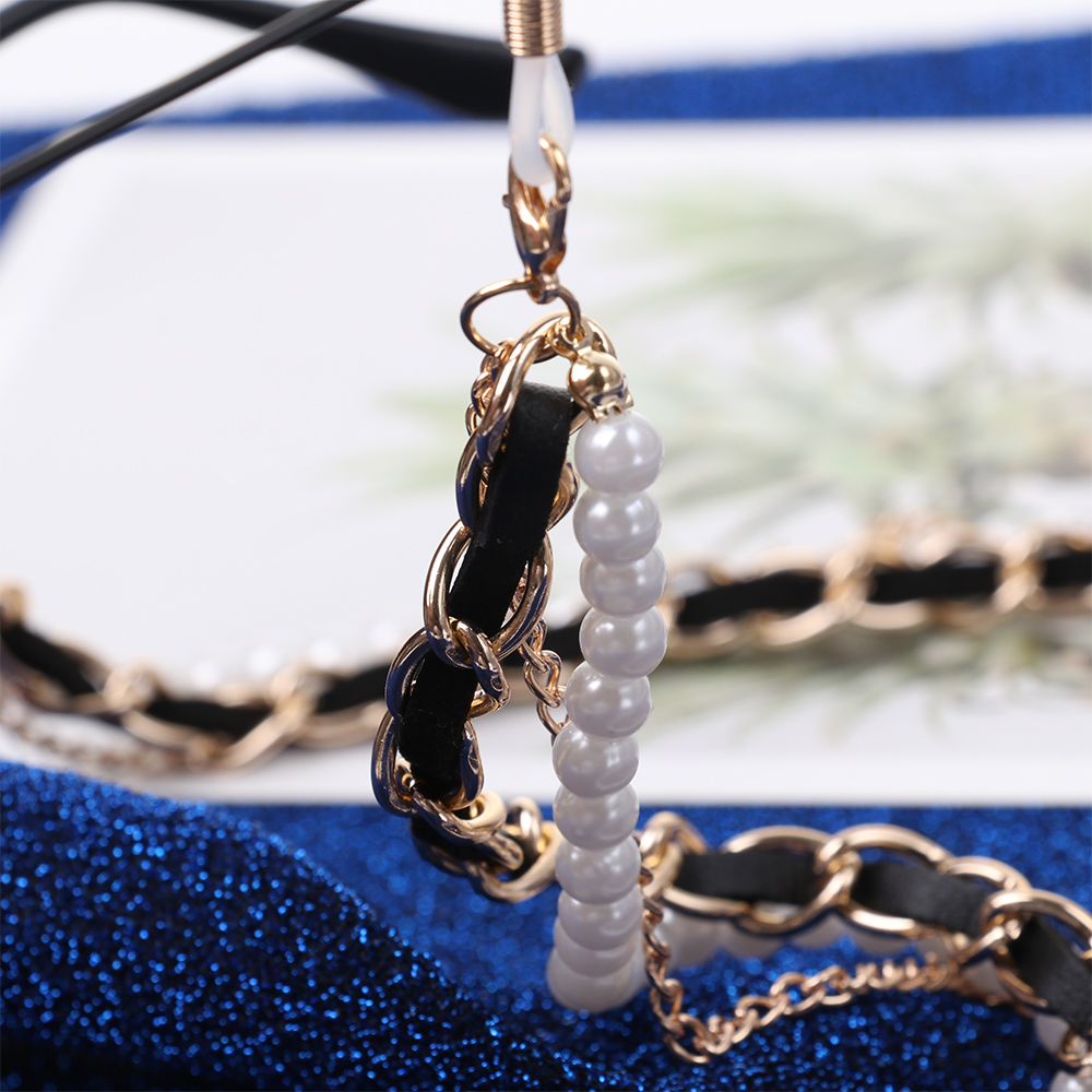 Dây Đeo Kính Chất Liệu Da Đính Ngọc Trai Giả Xinh Xắn