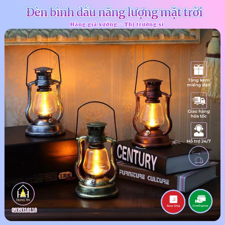 Đèn Bình Dầu Treo VINTAGE Trang Trí DECOR Sân Vườn Sử Dụng Năng Lượng Mặt Trời chống nước TRUNG TÍN.
