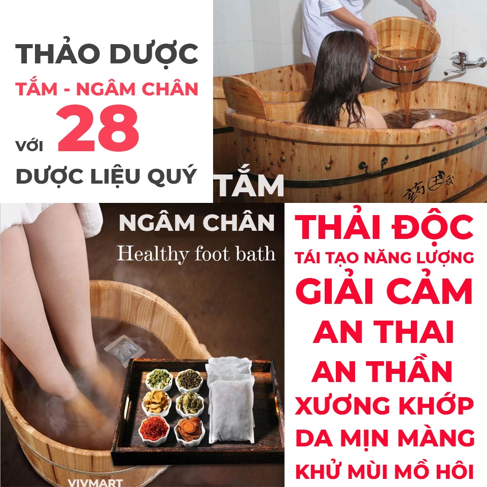 Thảo Dược 28 Vị Tắm Ngâm Chân Thải Độc, Giải Cảm, An Thai, Xương Khớp, Mất Ngủ, Lạnh Tay Chân Dạng Túi Lọc