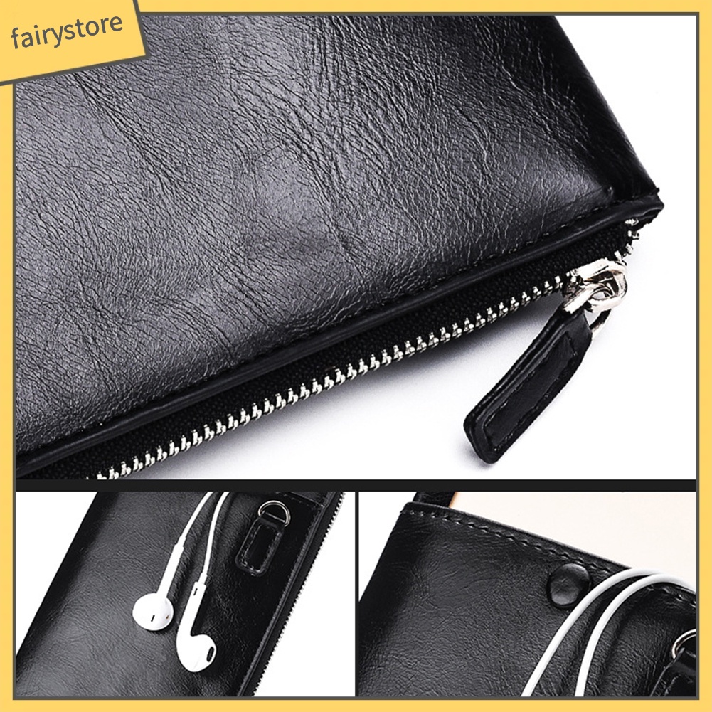 Ví da dáng dài màu trơn kiểu dáng đơn giản cho nam