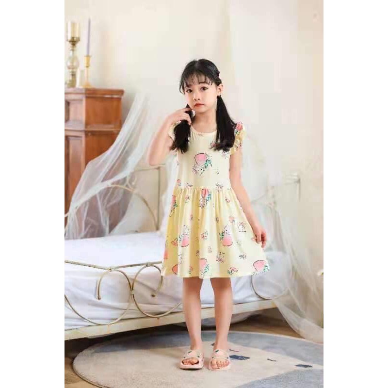 Váy bé gái , váy đầm cho bé gái_Hàng QCCC chất cotton lạnh mềm_mịn_co_giãn 4c sz 10-25kg  (kèm video con m