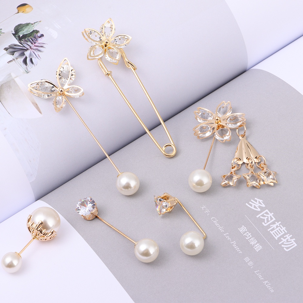 Ghim Cài Cổ Áo Cố Định Trang Trí Đính Ngọc Trai Giả Thời Trang Chống Ánh Sáng Dành Cho Nữ Mihan