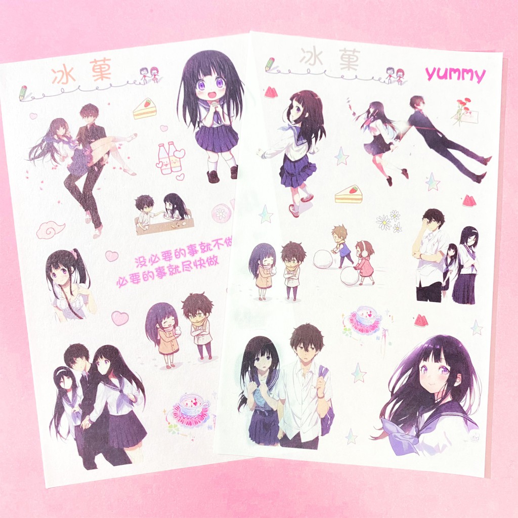 ( Lẻ tấm ) Ảnh dán sticker in hình KEM ĐÁ HYOUKA anime chibi trang trí xinh xắn