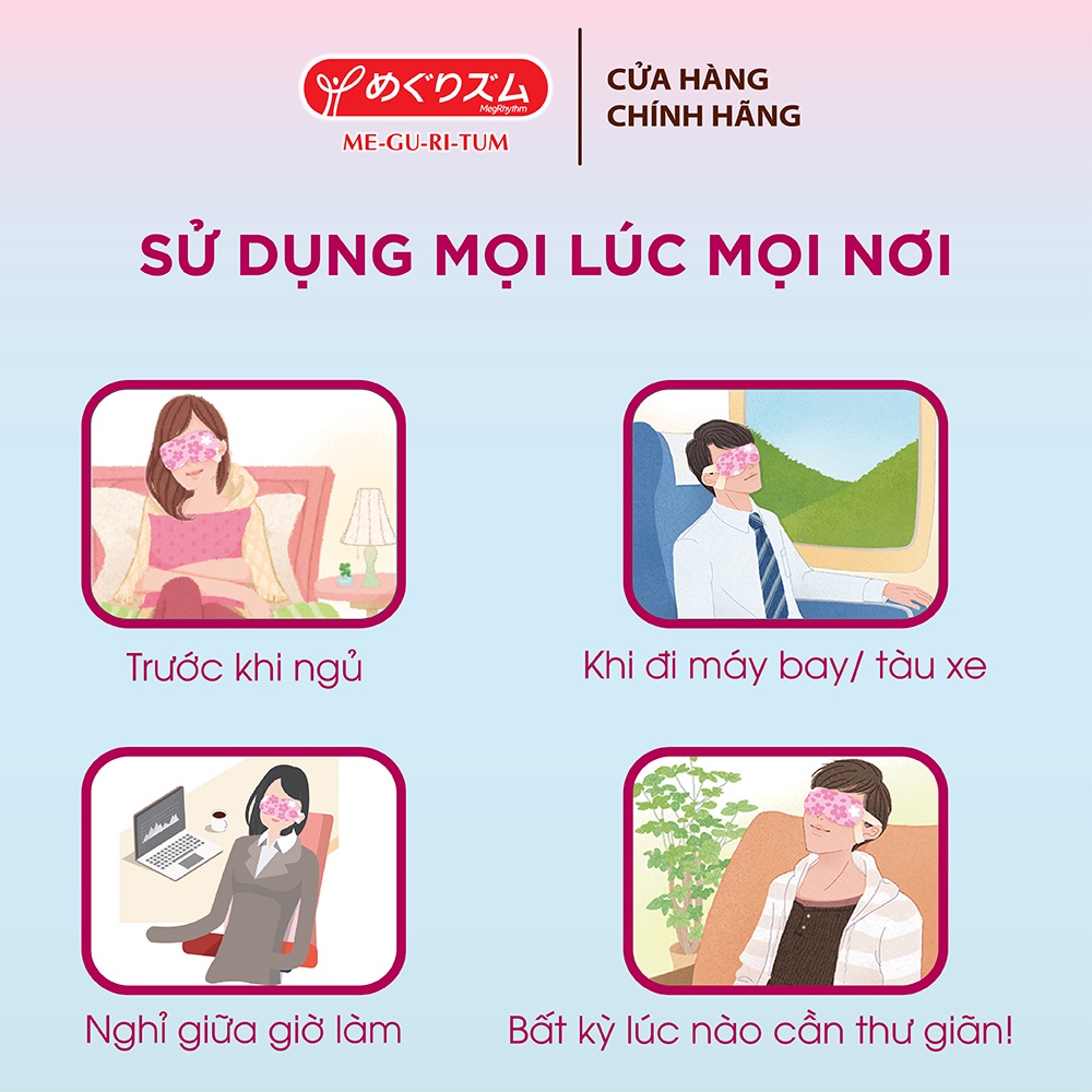 Mặt nạ xông hơi mắt MegRhythm Hương Anh Đào Phiên bản giới hạn 5 miếng/hộp