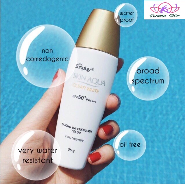 Sunplay Skin Aqua Clear White SPF50+, PA++++: Sữa Chống Nằng Dưỡng Da Trắng Mịn Tối Ưu