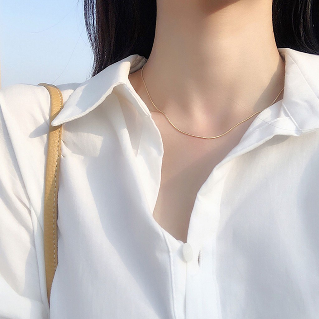 Dây chuyền dạng sợi mắt xích kiểu xương rắn trơn nhẹ sang trọng không có mặt