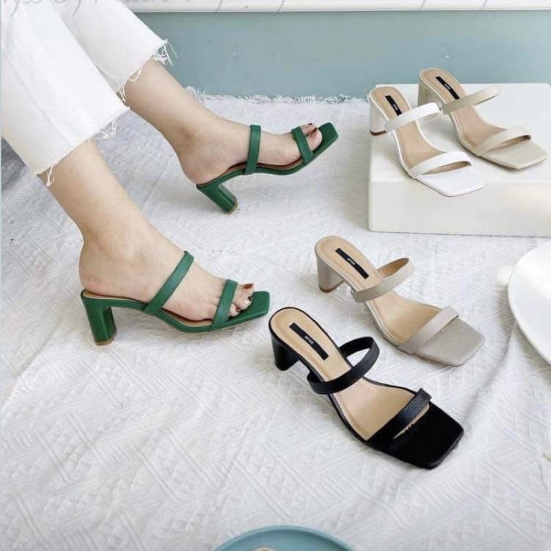 Dép 2 quai da sần 6cm