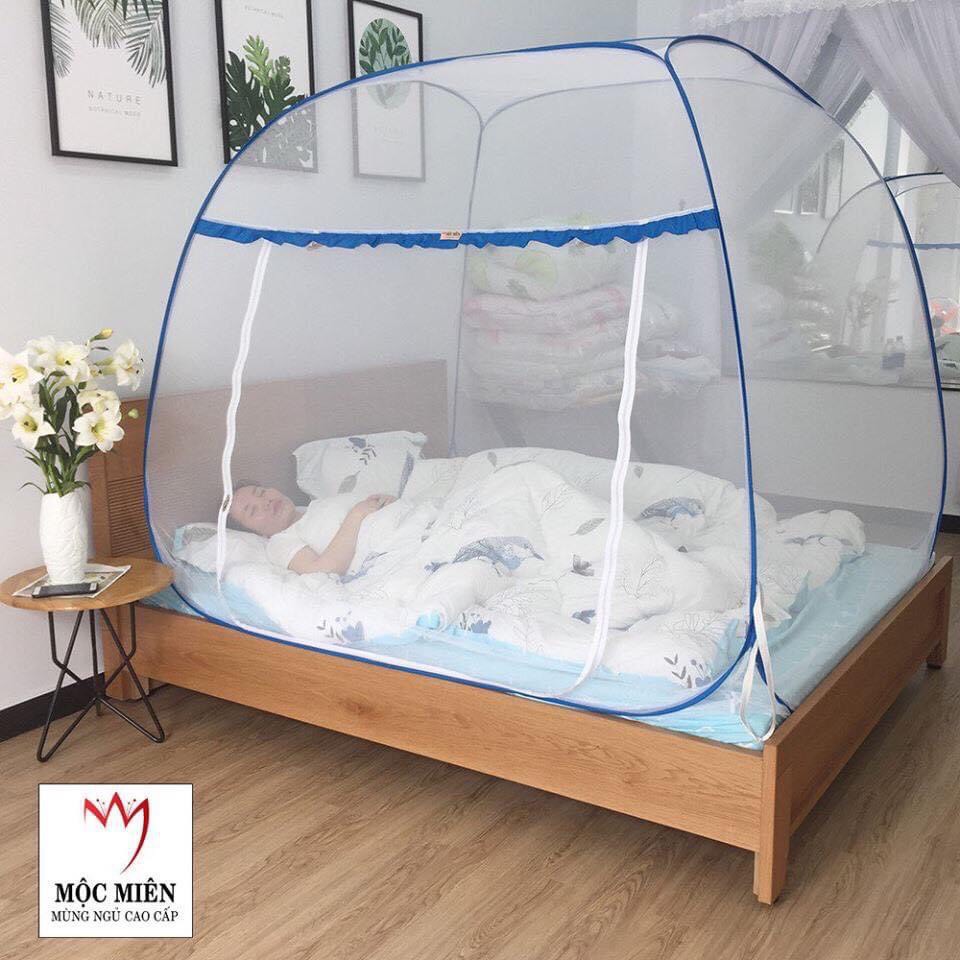 Màn chụp cao cấp Mộc Miên Hà Nội đỉnh rộng không viền chân - 2,2m x 2m - 2 cửa