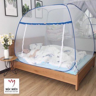 Màn Chụp Tự Bung Đỉnh Rộng Cao Cấp Mộc Miên Hà Nội - Không Hoạ Tiết ( video , hình thật )