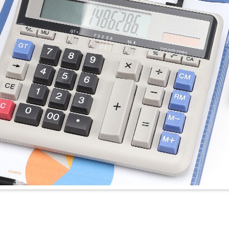 Máy tính tiền số to mặt kim loại 2 nguồn pin Baoke EC2135A