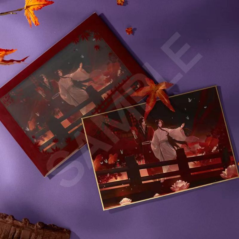 Standee và shikishi Mặt Nạ Hồ Ly (bản kỉ niệm 1 năm donghua Thiên Quan Tứ Phúc, chính hãng Bilibili