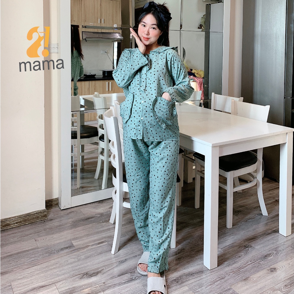 Đồ bộ bầu sau sinh mùa hè mặc nhà 2MAMA thiết kế dáng lửng lanh - V116