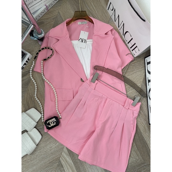 [ 𝐅𝐑𝐄𝐄 𝐒𝐇𝐈𝐏 ]  SÉT VEST HỒNG QUẦN SOOC 3 MÓN