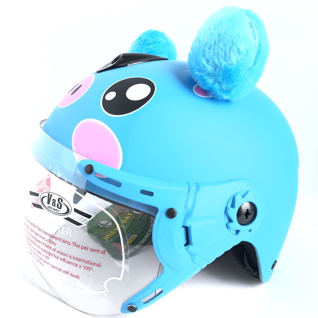 Mũ bảo hiểm trẻ em có kính siêu đẹp - VS103KS heo xanh dương