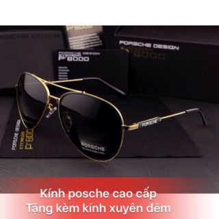 Kính mắt nam posche cao cấp Tặng kèm kính xuyên đêm 