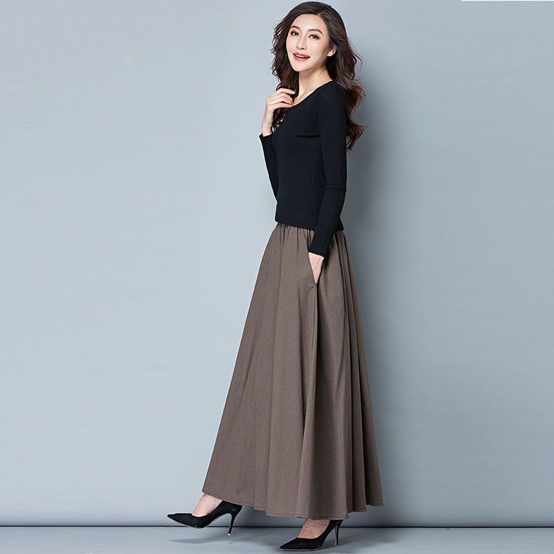 Chân Váy Dài Dáng Chữ a Lưng Cao Màu Trơn Chất Liệu cotton Lanh Cao Cấp Thời Trang Thu Hè 2022 Mới