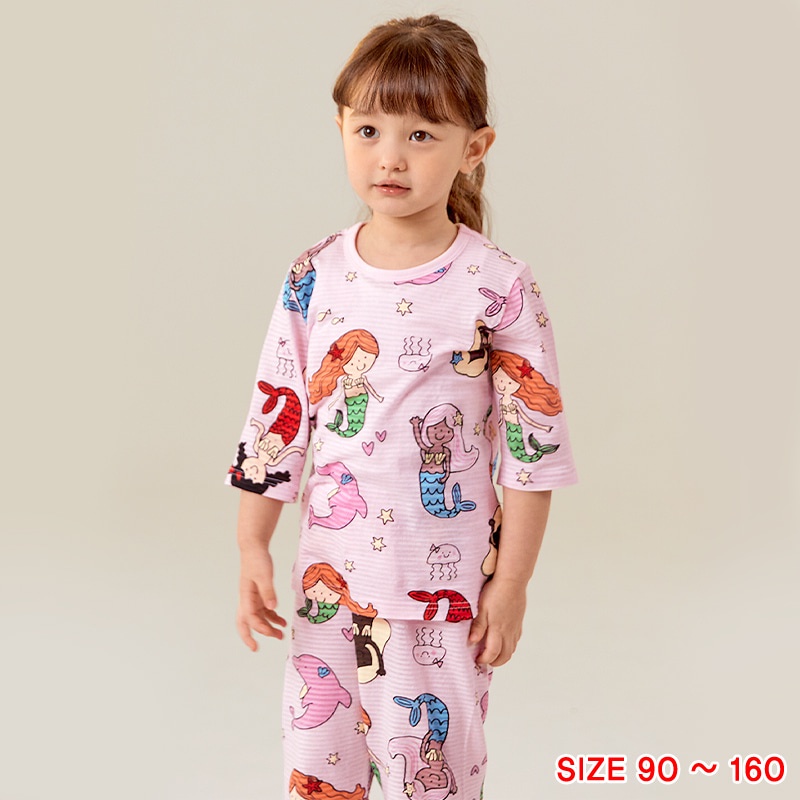 Đồ bộ lửng quần áo thun cotton mặc nhà mùa hè cho bé trai và bé gái Unifriend Hàn