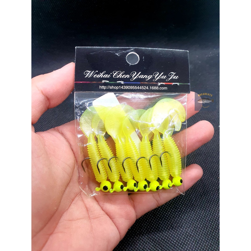 Mồi Giả mềm Câu cá Lóc 5,5cm/6g sẵn lưỡi siêu đẹp ( một bịch 7 con)