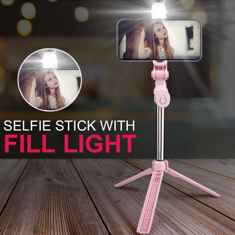 Gậy chụp ảnh selfie monopod gắn điện thoại có thể xoay 360 độ có đèn LED kèm điều khiển từ xa CRXT10 / 10S | BigBuy360 - bigbuy360.vn