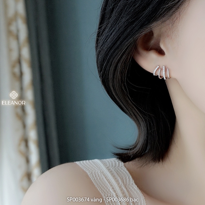 Bông tai nữ chuôi bạc 925 Eleanor Accessories nhiều vòng sát vành phụ kiện trang sức 3674