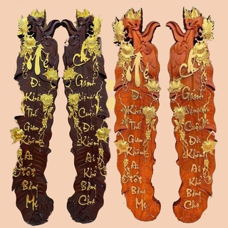 Tranh gỗ hương cha mẹ treo tường - gỗ hương đỏ nguyên khối điêu khắc thư pháp, dát vàng 24k đài loan