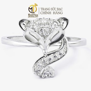 Nhẫn bạc nữ đẹp, kiểu nhẫn hồ ly đính đá trang sức bạc ta Minh Thoa JEWELRY