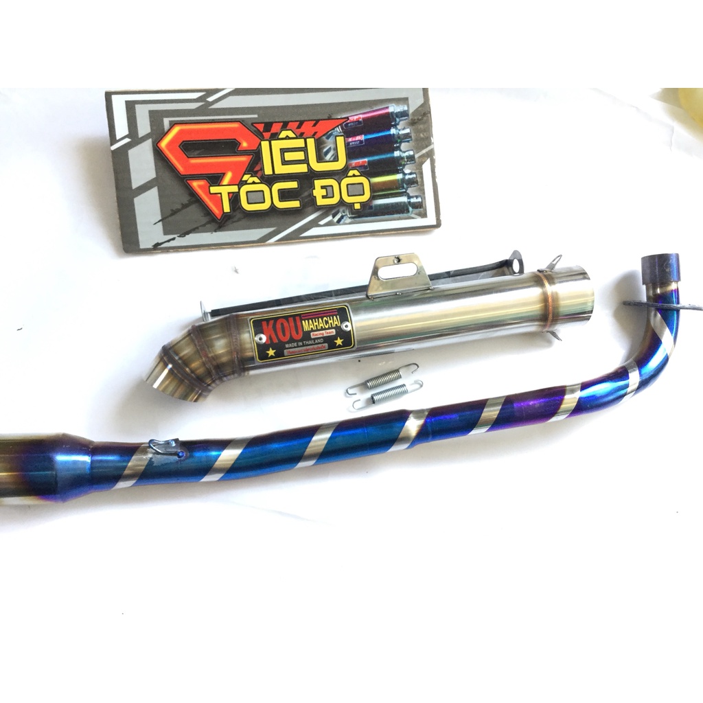 Pô KOU inox 304 full tem nhôm đóng bao gồm cả cổ pô titan độ GẮN CHO NHIỀU LOẠI XE