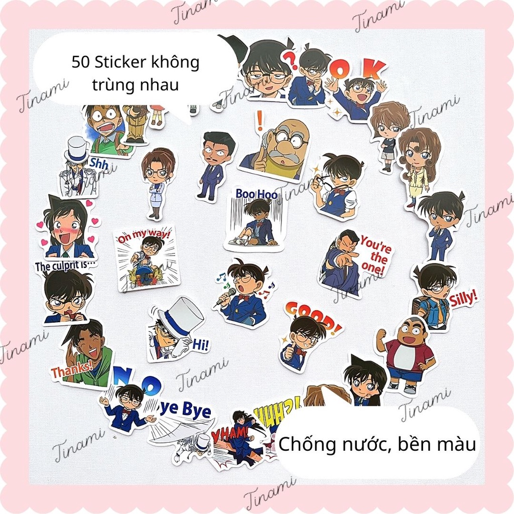 Sticker Conan Thám tử lừng danh dán điện thoại laptop vali mũ bảo hiểm xe máy chống nước