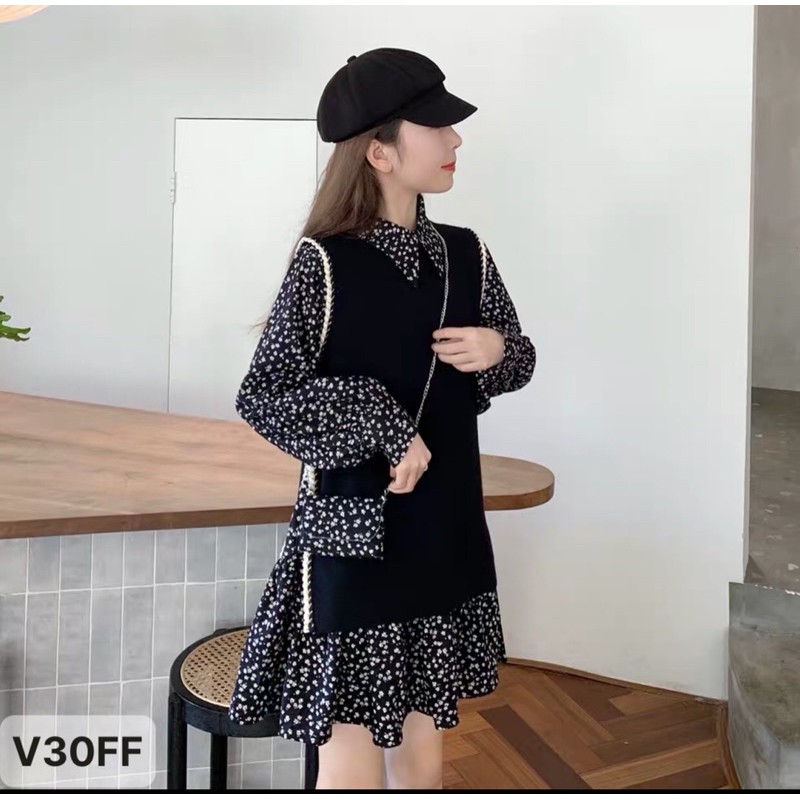 Sét áo gile + váy hoa hàng qc cực đẹp . Sỉ 300k