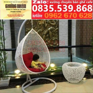 Xích đu mây nhựa - xích đu tổ chim sân vườn