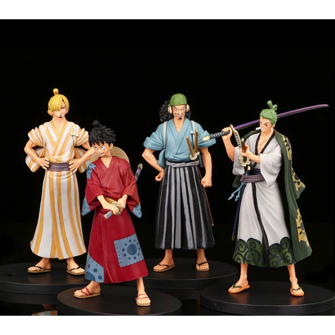 (Sẵn VN) Mô hình nhân vật Luffy - Roronoa Zoro - Sanji - Usopp - Nami ở Arc Wano - Chiều cao ~17cm