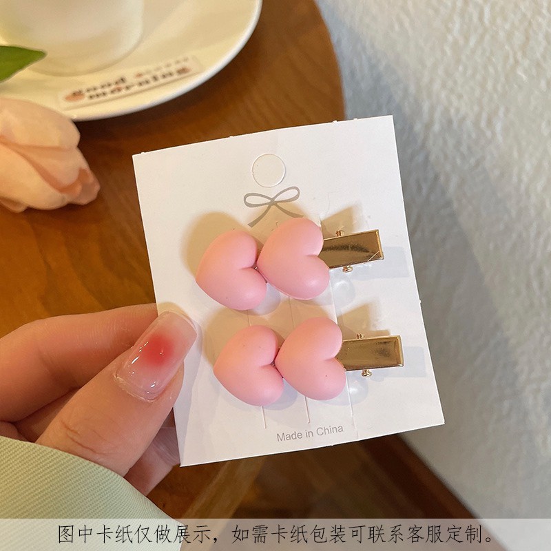 Kẹp tóc, kẹp mỏ vịt thiết kế nhỏ nhắn dễ thương tone hồng cho bé gái ( set 2 chiếc )