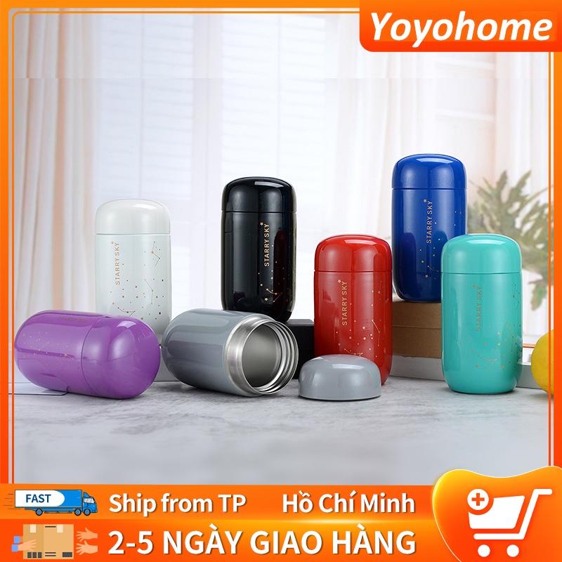 Ly giữ nhiệt 200ML bầu trời đầy sao mini dung tích nhỏ chống rò rỉ cốc cà phê bằng thép không gỉ 304