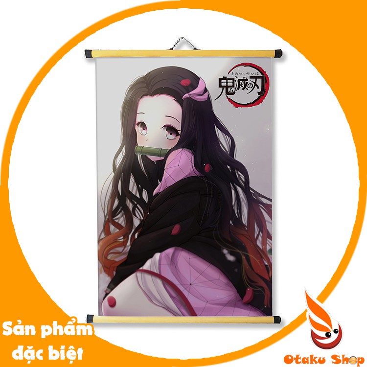 Tranh Treo vải trang trí phòng 40x60cm hình Anime Kimetsu no Yaiba - Demon Slayer - Nezuko - Otaku shop