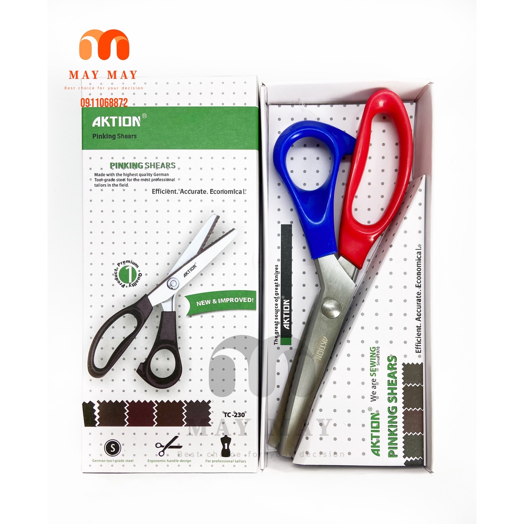 Kéo răng cưa dùng cắt giấy, vải nỉ, HIỆU AKTION, lưỡi kéo săc bén, hàng cao cấp