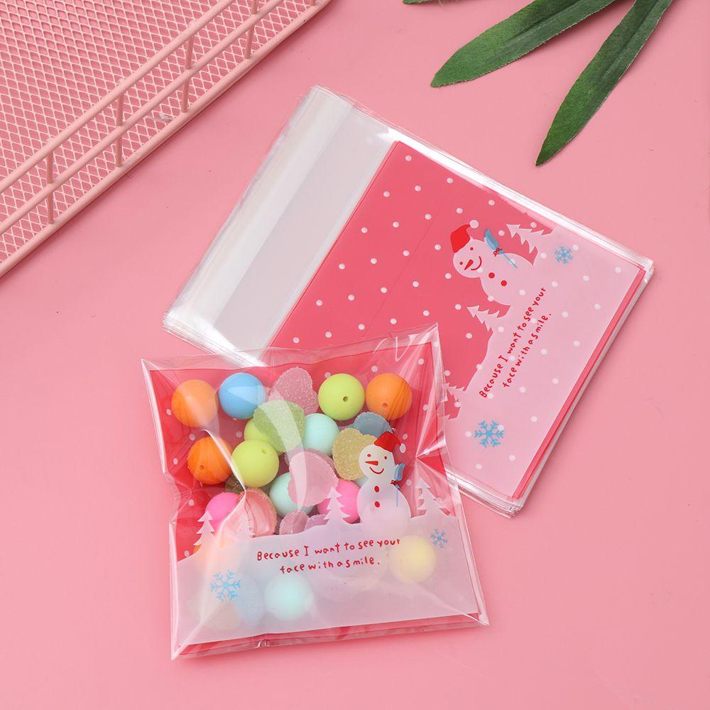 LAKAMIER Set 100 Túi Nhựa Đựng Bánh Quy Họa Tiết Giáng Sinh Dễ Thương