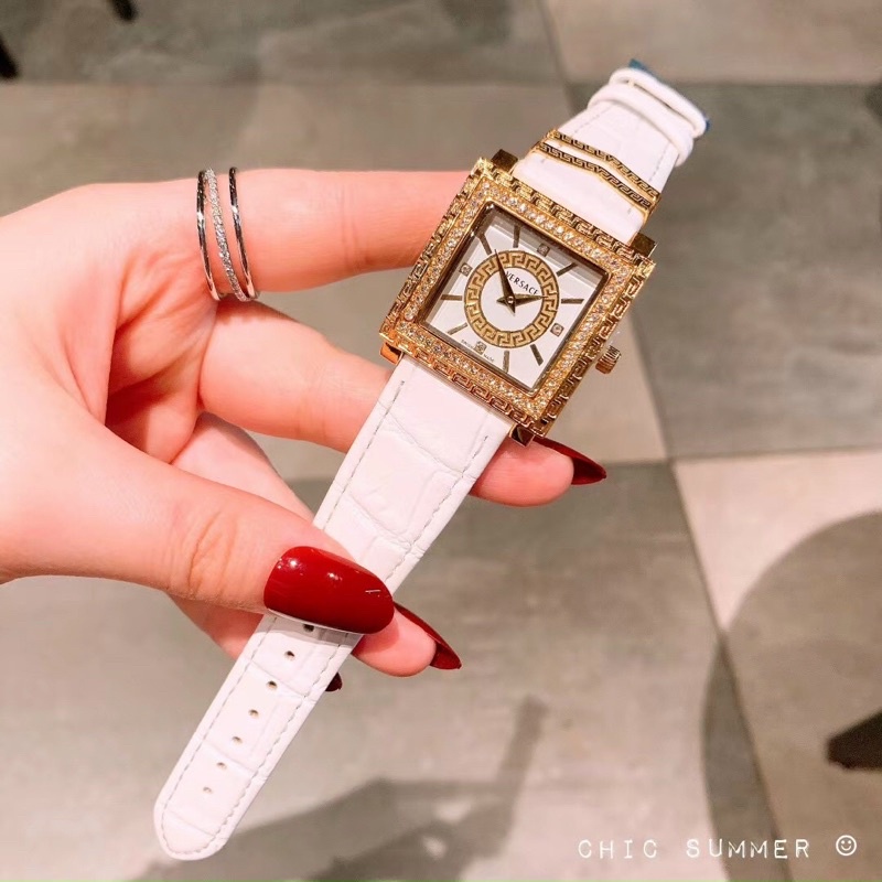 Đồng hồ nữ Versace vuông khoá thông minh chống nhăn dây