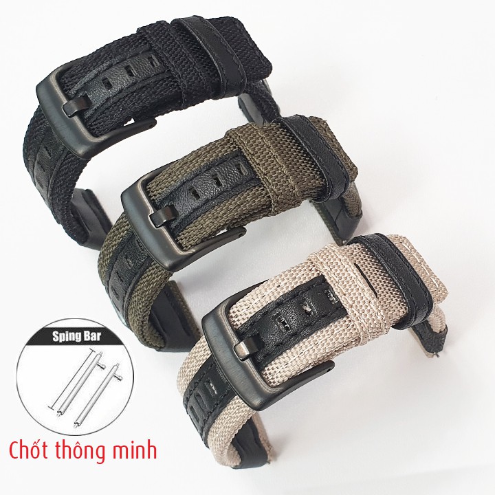 Dây vải dù cho đồng hồ nam, size 20mm và 22mm, dùng chốt thông minh - D2013