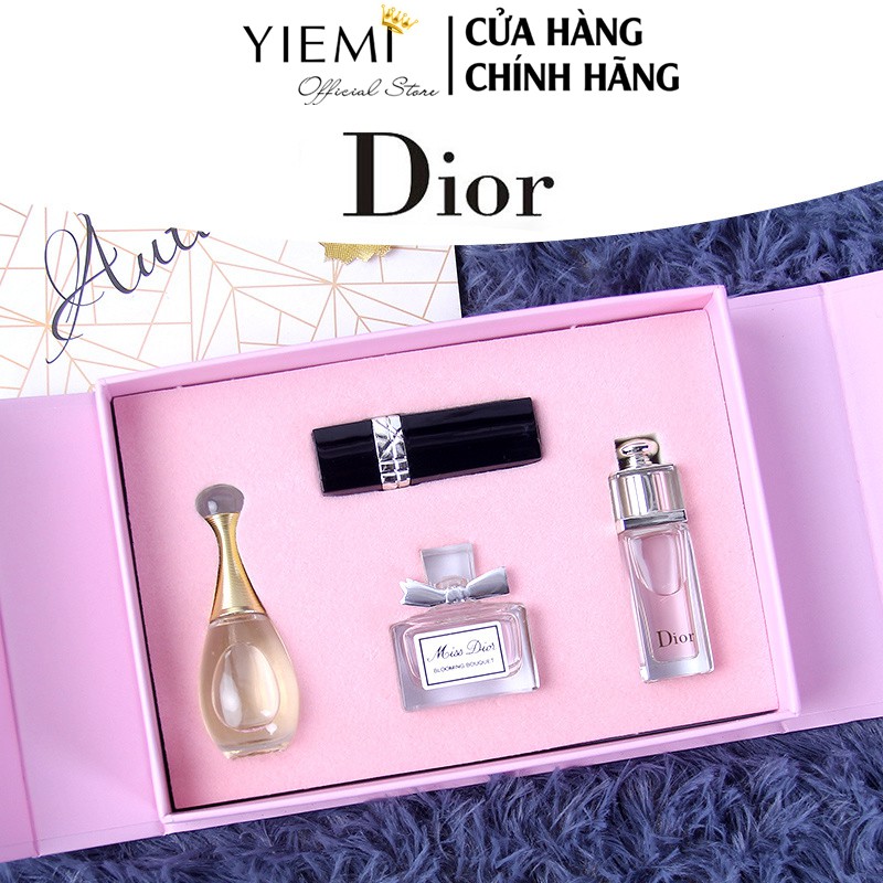 Bộ Nước Hoa Dior Perfume Lipstick - Sét Nước Hoa Kem Son Dior 999 Chính Hãng