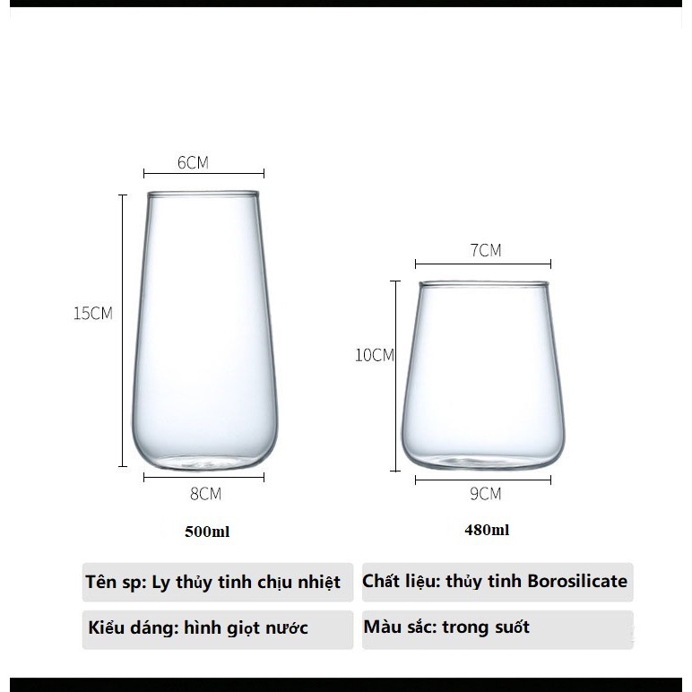 Ly Thủy Tinh Dáng Bầu / Giọt Nước
