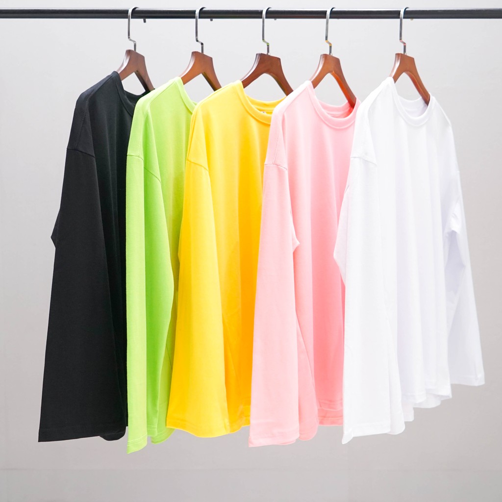 Áo thun dài tay trơn Unisex form rộng basic Long sleeve tee 5 màu.