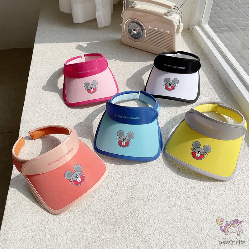 Mũ rộng vành hở chóp che nắng chống tia UV họa tiết hoạt hình phong cách Hàn Quốc thời trang dành cho trẻ em