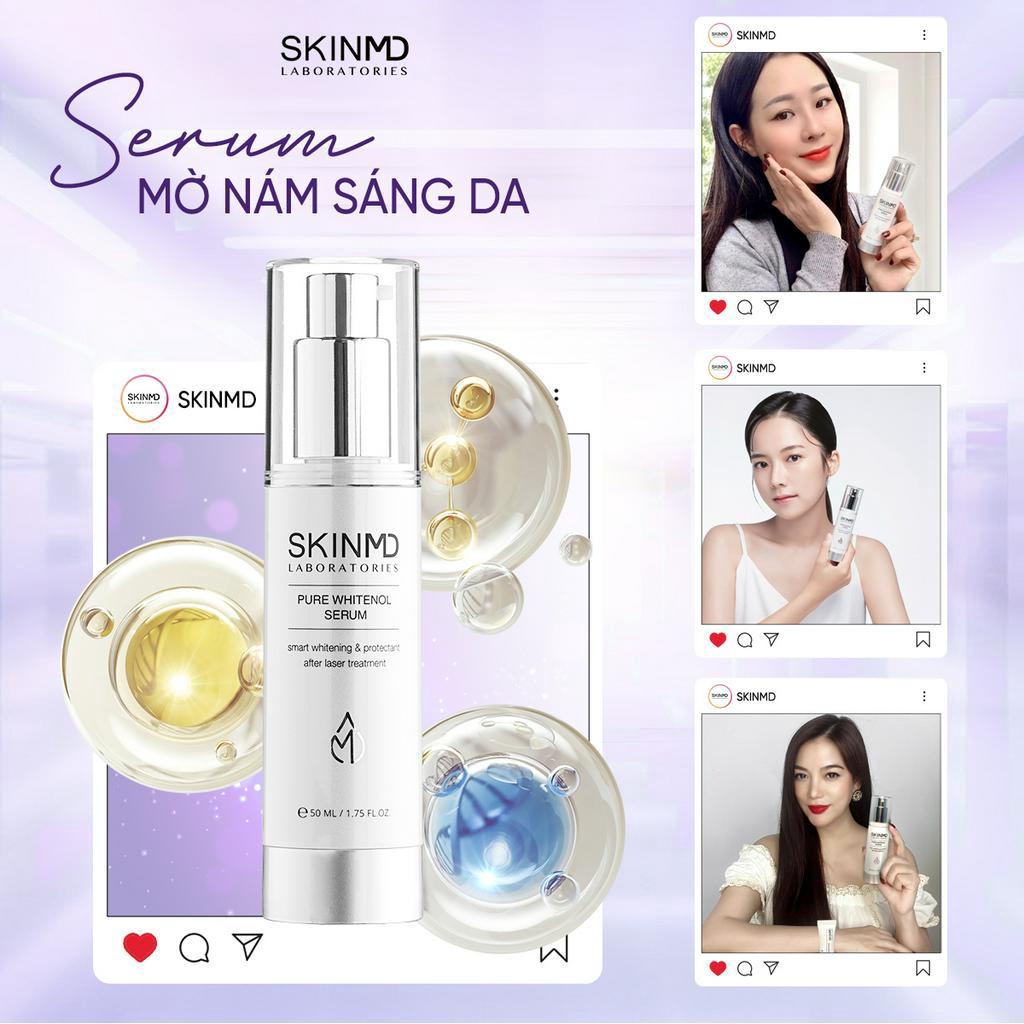 Bộ đôi xóa mờ nám mảng, phục hồi hàng rào bảo vệ da và dưỡng da trắng sáng Skinmd Serum và Cream Brightening