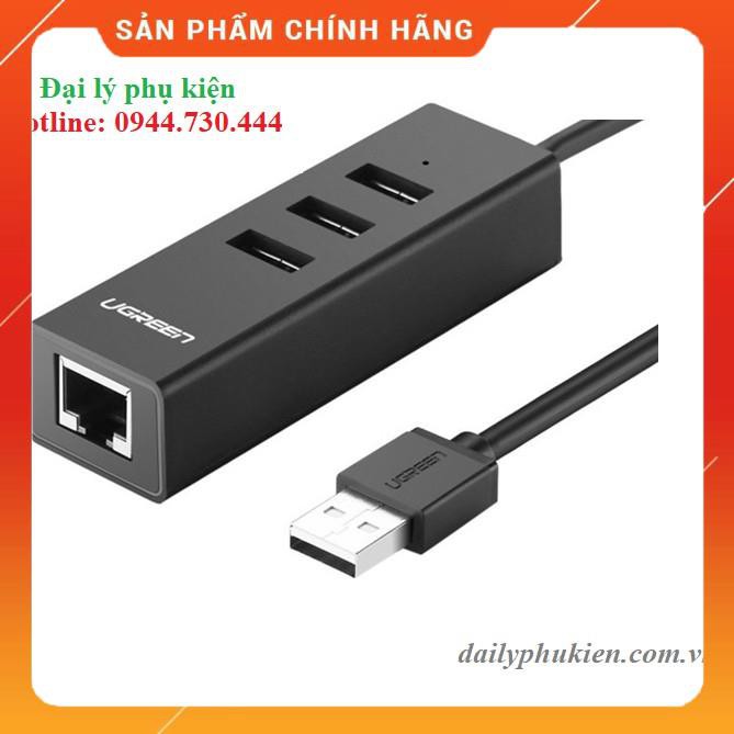 Bộ chia USB 2.0 3 cổng kèm cổng Lan Ugreen 30298 dailyphukien