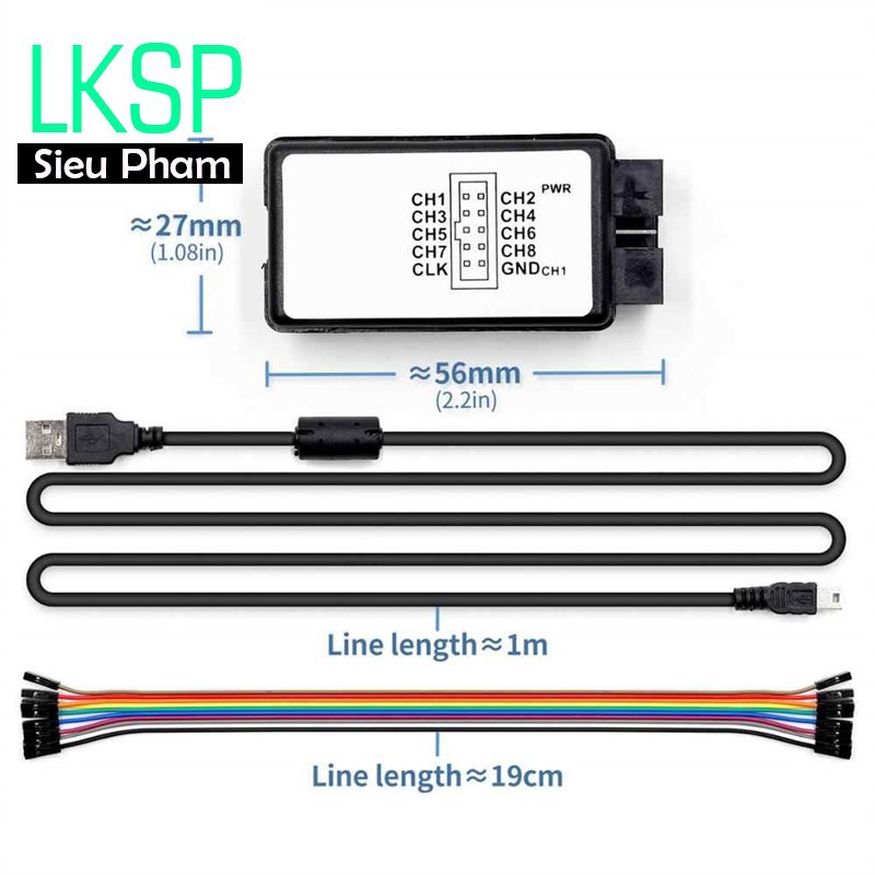 USB Phân Tích Logic Tín Hiệu Số 24Mhz 8 Kênh Logic Analyzer