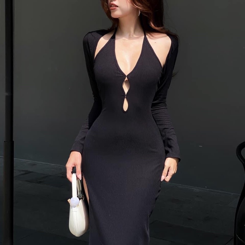Sét đầm body sexy kèm áo khoác - Bohome